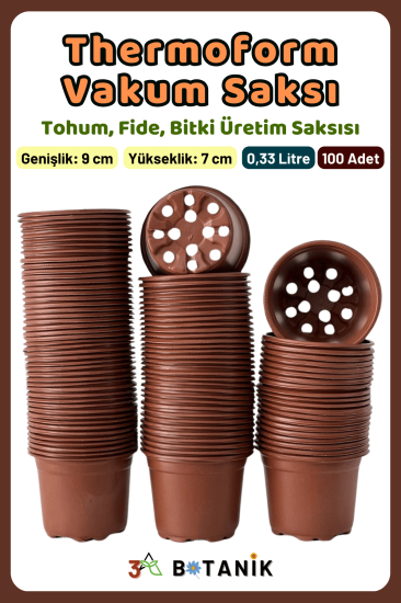 9x7 Cm Thermoform Vakum Saksı, 0.33 Litre